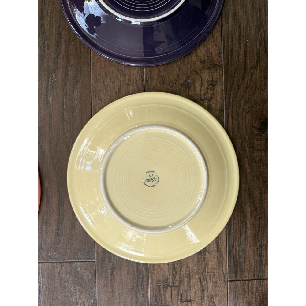 Lot Of 4 Vintage Fiestaware 10.5 Dinner Plate Yellow Orange Unmarked Purple - Picture 8 of 11